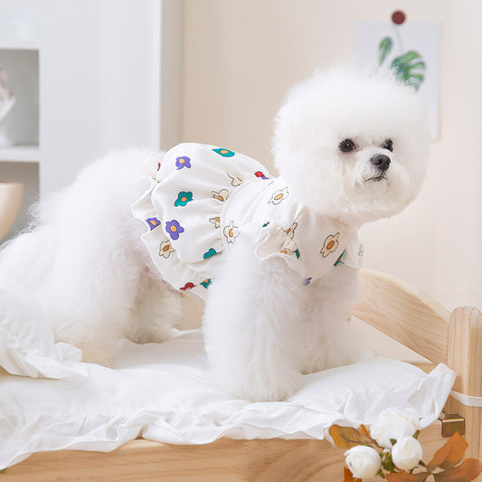 🌸 WoofyLove Delight: Adorable Lightweight Flower-Printed Dog Dress 🌸