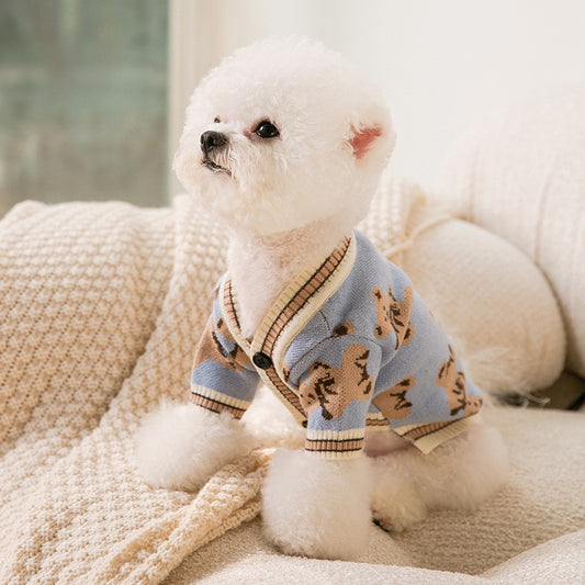 WoofyLove Cozy Stripes: Dog Striped Knitted Sweater Cardigan 🐾