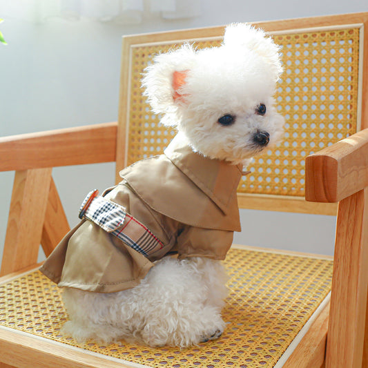 WoofyLove Chic Duo: Khaki Trench Coat for Pet Couples